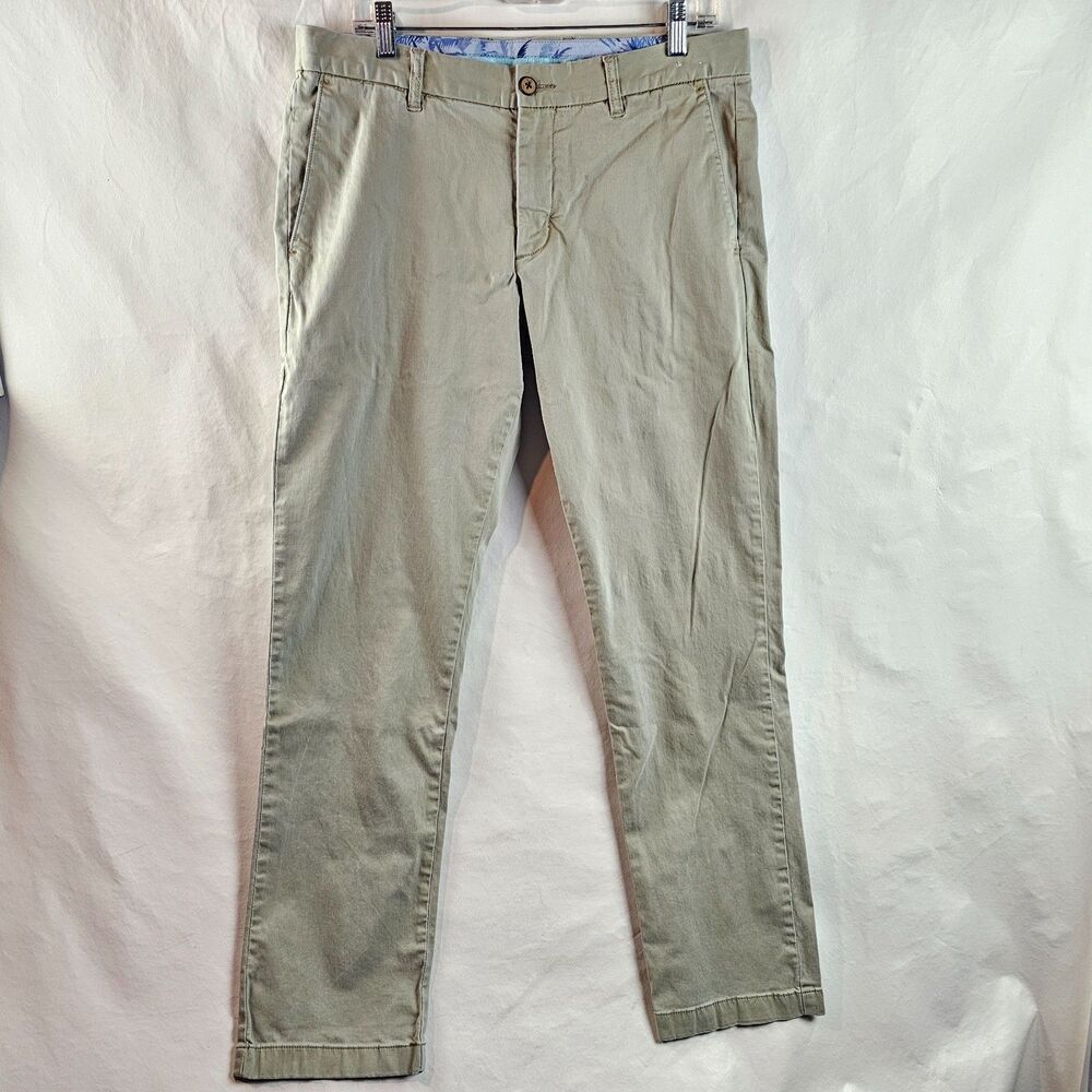 Tommy Bahama Boracay Pants Mens 33 x 32 Khaki Stretch Chino Flat Front Casual